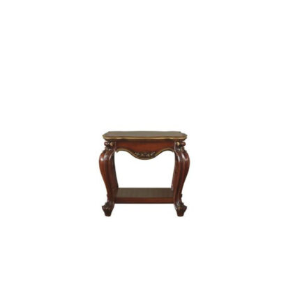 24" Honey Oak Solid Wood And Polyresin Square End Table With Shelf