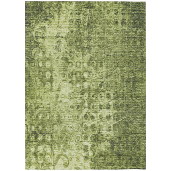 8' X 10' Olive Green Ikat Washable Indoor Outdoor Area Rug