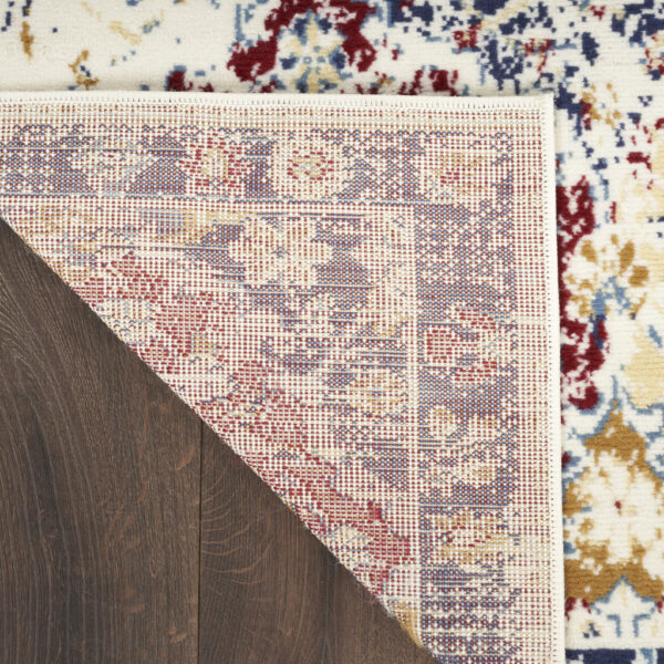 8' x 10' Navy Blue Damask Power Loom Distressed Area Rug