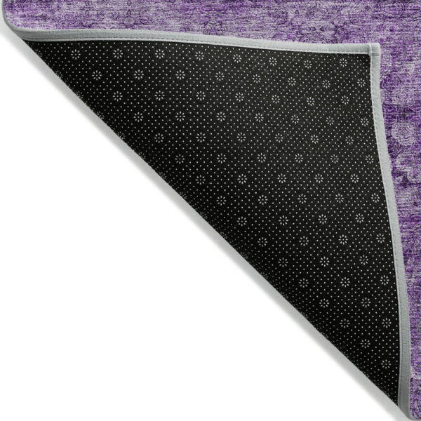 2' X 8' Eggplant Floral Medallion Washable Non Skid Indoor Outdoor Runner Rug