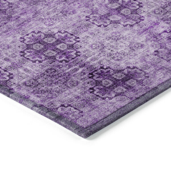 2' X 8' Eggplant Floral Medallion Washable Non Skid Indoor Outdoor Runner Rug