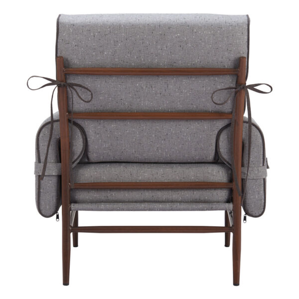 34" Gray And Brown Upholstered Arm Chair