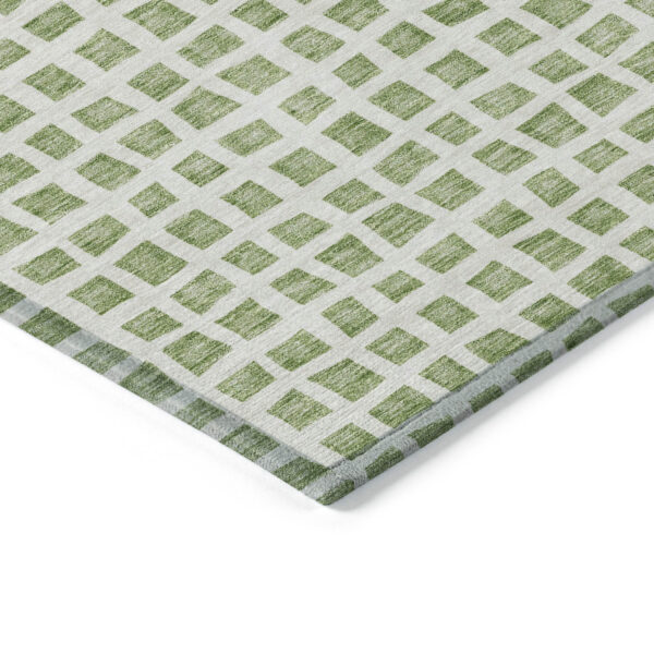 8' X 10' Artichoke Green And Ivory Geometric Washable Indoor Outdoor Area Rug