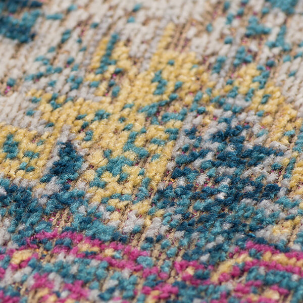 7' Teal Blue Medallion Power Loom Runner Rug With Fringe
