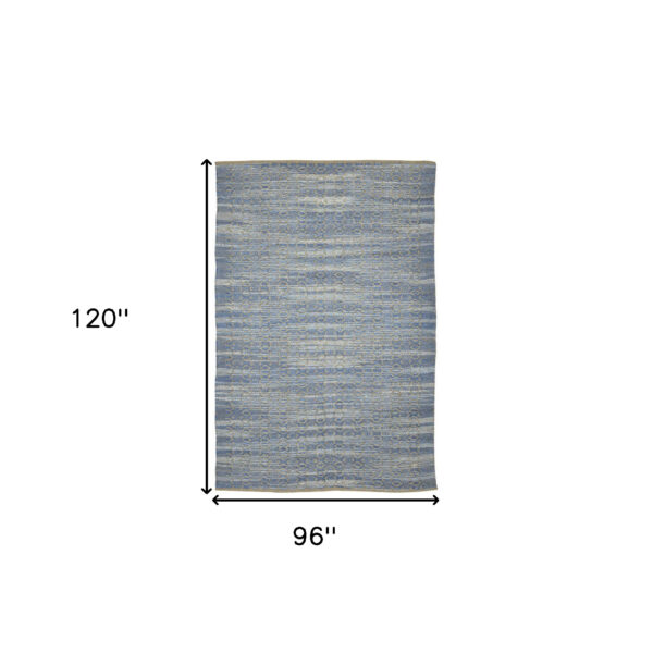 8' x 10' Blue and Brown Geometric Flatweave Handmade Area Rug