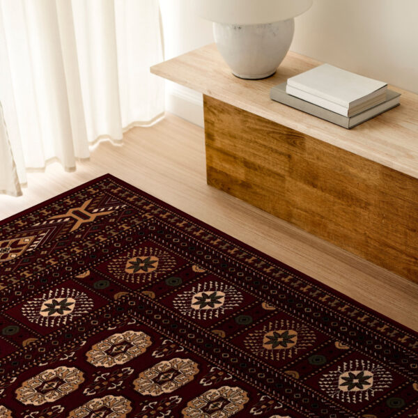 7’ x 9’ Red Eclectic Geometric Pattern Area Rug