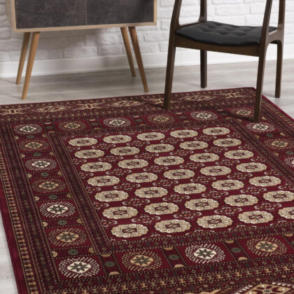 7’ x 9’ Red Eclectic Geometric Pattern Area Rug