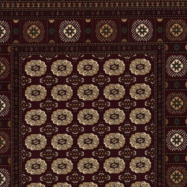 7’ x 9’ Red Eclectic Geometric Pattern Area Rug