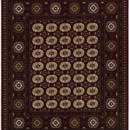 7’ x 9’ Red Eclectic Geometric Pattern Area Rug