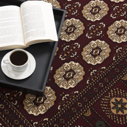 7’ x 9’ Red Eclectic Geometric Pattern Area Rug