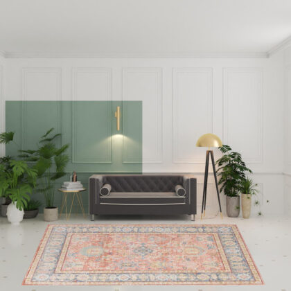 8' x 10' Coral Floral Power Loom Area Rug