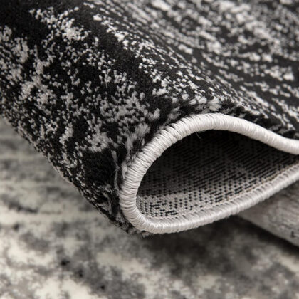 3' X 10' Grey Abstract Power Loom Stain Resistant Area Rug