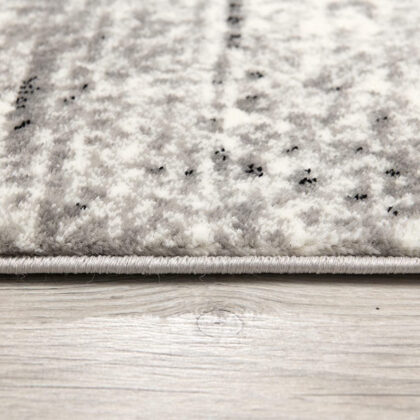 3' X 10' Grey Abstract Power Loom Stain Resistant Area Rug