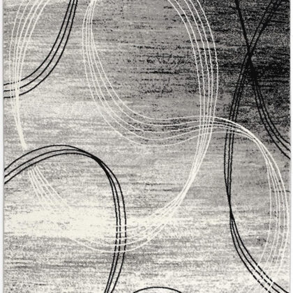 3' X 10' Grey Abstract Power Loom Stain Resistant Area Rug