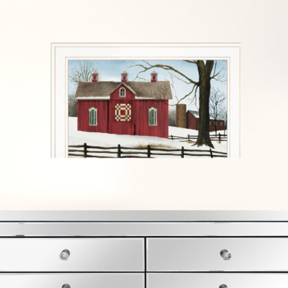 Lovers Knot Quilt Red Barn White Framed Print Wall Art