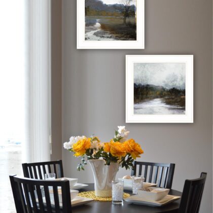 Set Of Two Winter Landscape 1 White Framed Print Wall Art
