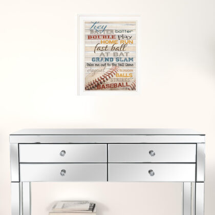 Hey Batter Batter 1 White Framed Print Wall Art