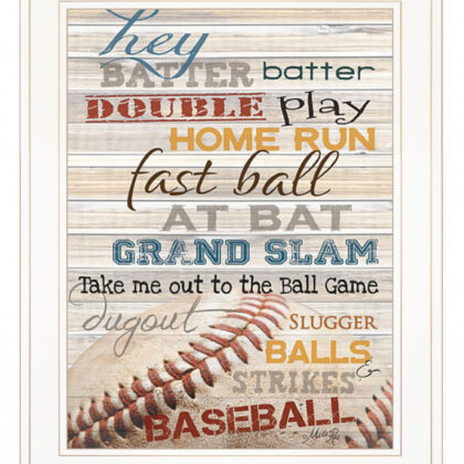 Hey Batter Batter 1 White Framed Print Wall Art