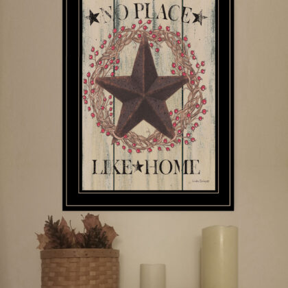 No Place Like Home Wreath 2 Black Framed Print Wall Art