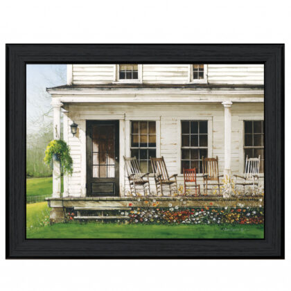Back Porch Gathering 1 Black Framed Print Wall Art
