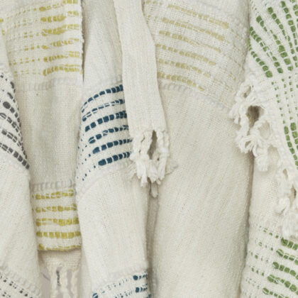 Blue and Ivory Woven 95% Cotton/5% Acrylic Throw Blanket