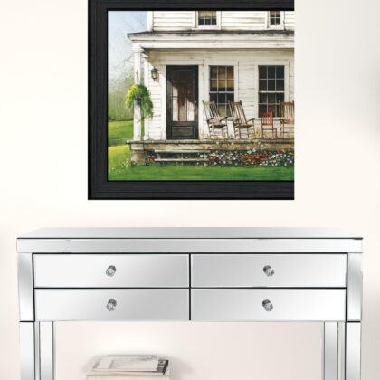 Back Porch Gathering 1 Black Framed Print Wall Art