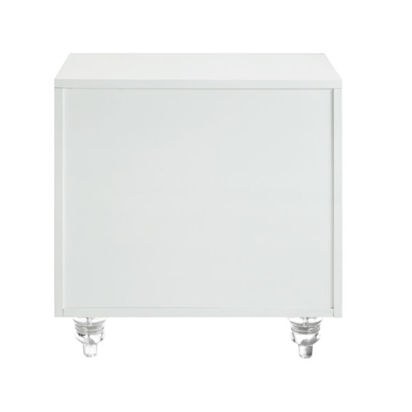 24" Clear and White Mirrored End Table with Three Drawers