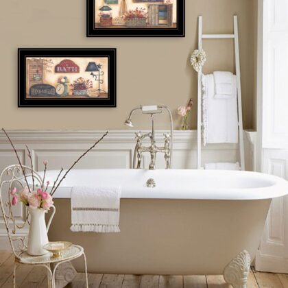 Set Of Two Bath 4 Black Framed Print Wall Art