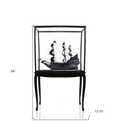 69" Black Black Pearl Pirate Floor Display Boat Hand Painted Decorative Boat
