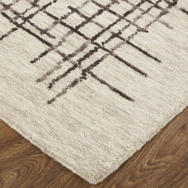 10' X 14' Tan And Brown Wool Plaid Tufted Handmade Stain Resistant Area Rug