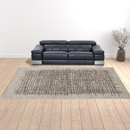 10' X 14' Tan And Brown Wool Plaid Tufted Handmade Stain Resistant Area Rug