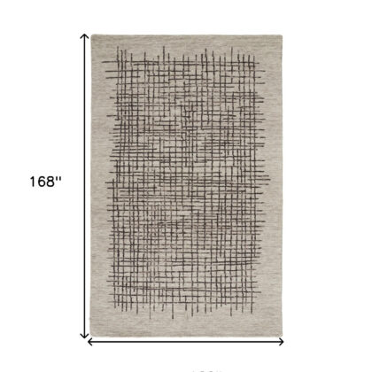 10' X 14' Tan And Brown Wool Plaid Tufted Handmade Stain Resistant Area Rug
