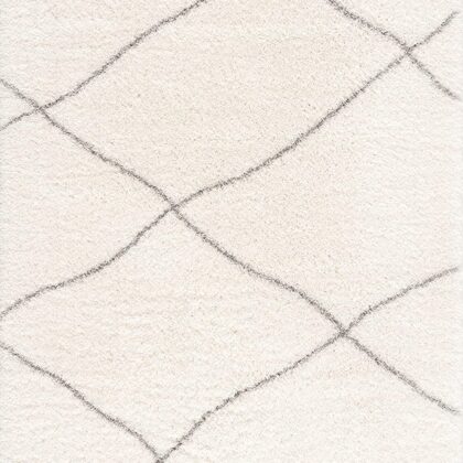 3’ X 5’ Ivory Modern Uneven Lattice Area Rug