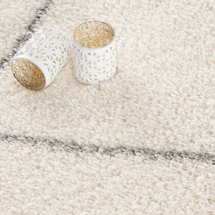 3’ X 5’ Ivory Modern Uneven Lattice Area Rug