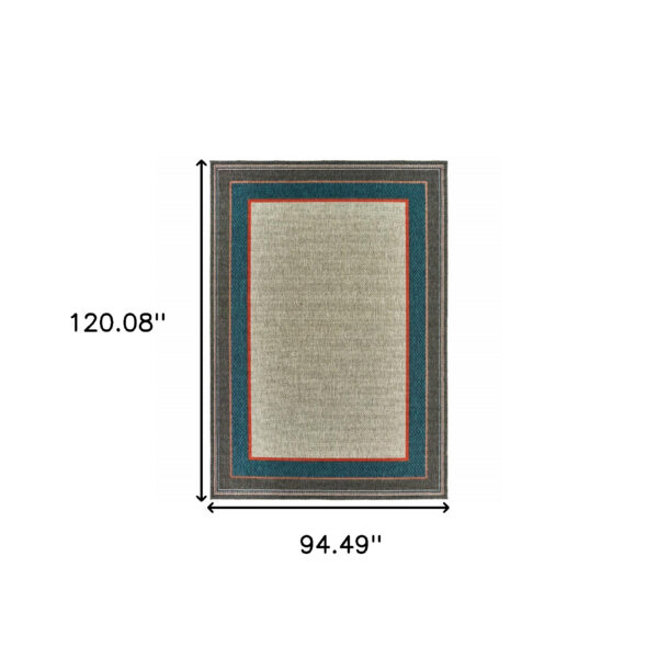 8' x 10' Blue and Gray Stain Resistant Indoor Outdoor Area Rug