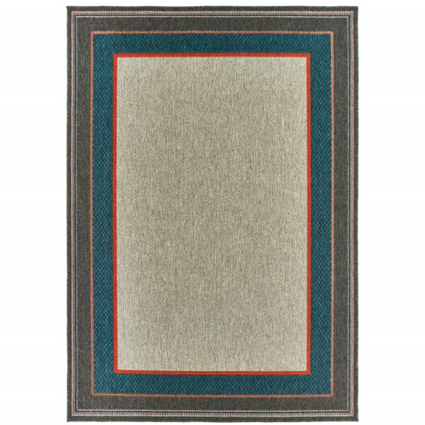 8' x 10' Blue and Gray Stain Resistant Indoor Outdoor Area Rug