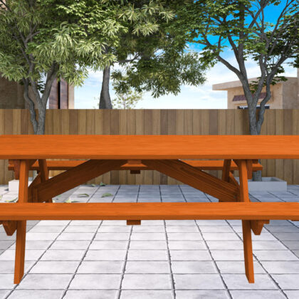 94" Redwood Solid Wood Outdoor Picnic Table