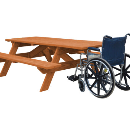 94" Redwood Solid Wood Outdoor Picnic Table