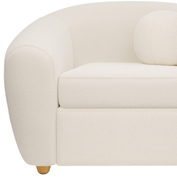 39" White and Natural Boucle Arm Chair