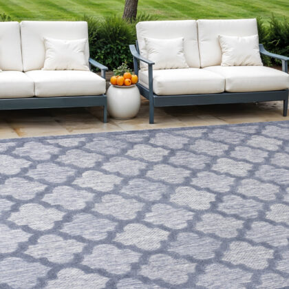 9' X 12' Denim Blue Indoor Outdoor Area Rug