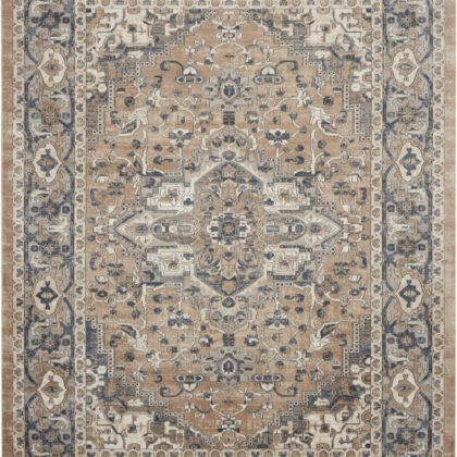 7' x 10' Ivory Floral Power Loom Area Rug