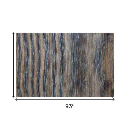 5' x 7' Blue Striped Hand Woven Area Rug