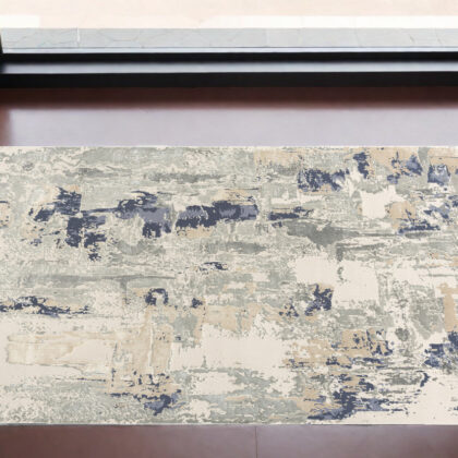 2' x 3' Blue and Beige Abstract Area Rug