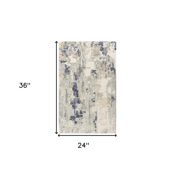 2' x 3' Blue and Beige Abstract Area Rug