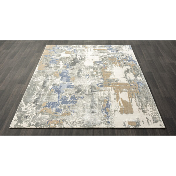 2' x 3' Blue and Beige Abstract Area Rug