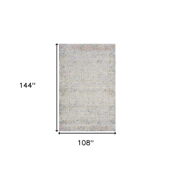 9' x 12' Ivory and Blue Floral Area Rug