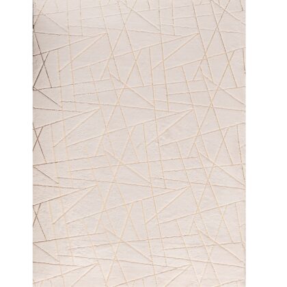 8' x 11' Beige and Gold Faux Fur Abstract Shag Non Skid Area Rug
