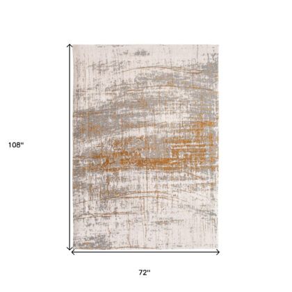 7' x 9' Gray and Gold Abstract Non Skid Area Rug