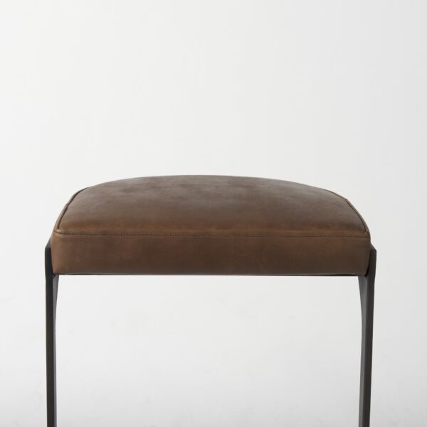 35" Black Leather and Metal Backless Bar Chair