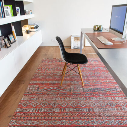 5' x 7' Red and Gray Oriental Non Skid Area Rug